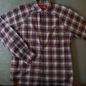 Topman Red/Black Check Button-Down Shirt, Size M